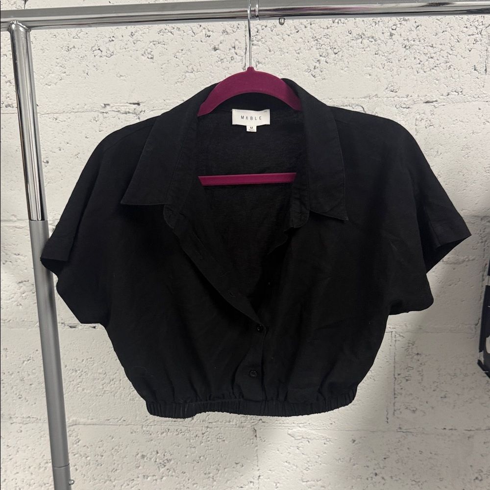 MARBLE Black Women's Button Down Cropped Shirt NEVER WORN Size Medium